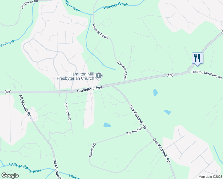 map of restaurants, bars, coffee shops, grocery stores, and more near 1152 Dee Kennedy Road in Hoschton