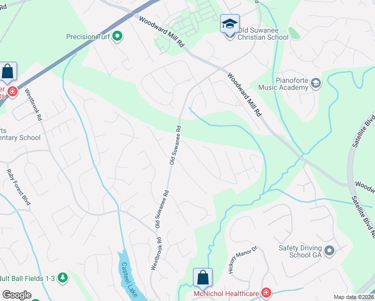 map of restaurants, bars, coffee shops, grocery stores, and more near 4055 Crescent Walk Lane Northeast in Suwanee