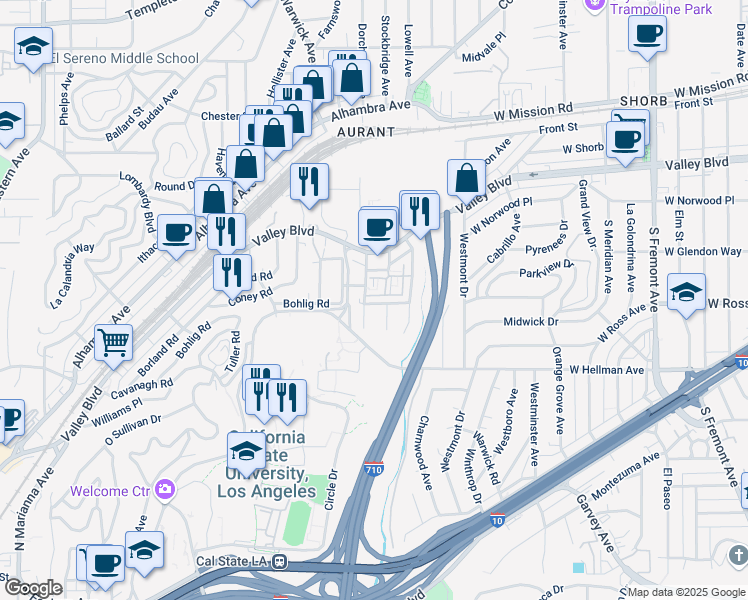 map of restaurants, bars, coffee shops, grocery stores, and more near 144 Lillyvale Avenue in Los Angeles