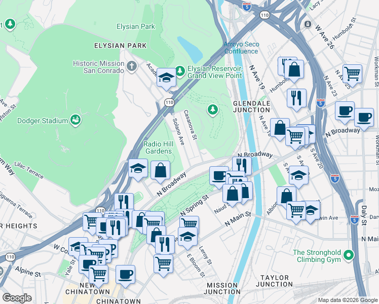 map of restaurants, bars, coffee shops, grocery stores, and more near 444 Casanova Street in Los Angeles