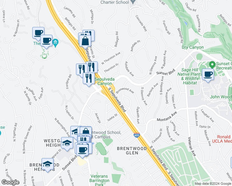 map of restaurants, bars, coffee shops, grocery stores, and more near 4300 South Sepulveda Boulevard in Los Angeles
