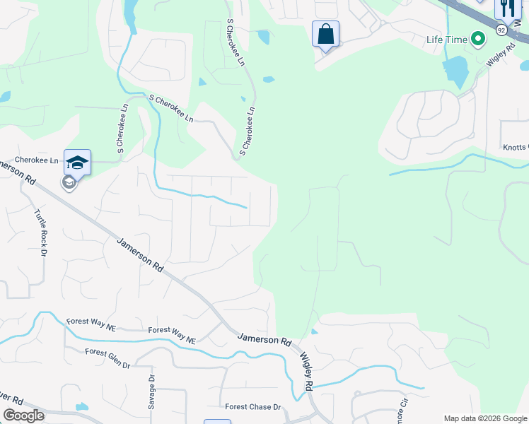 map of restaurants, bars, coffee shops, grocery stores, and more near 2768 Hawk Trace Court Northeast in Marietta