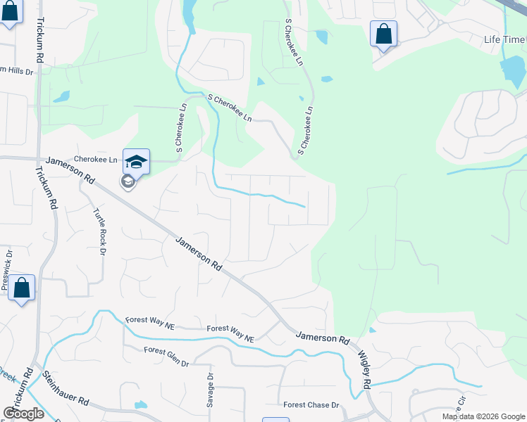 map of restaurants, bars, coffee shops, grocery stores, and more near 2708 Hawk Trace Northeast in Marietta