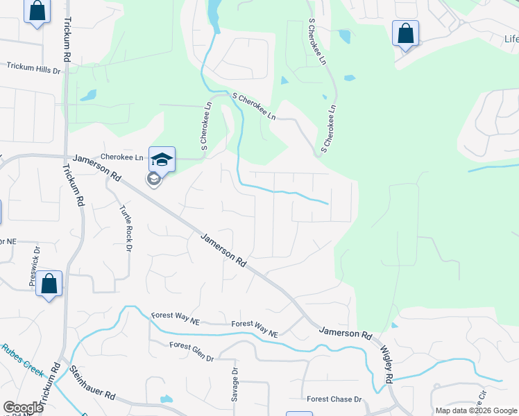 map of restaurants, bars, coffee shops, grocery stores, and more near 4900 Hawk Trail in Marietta