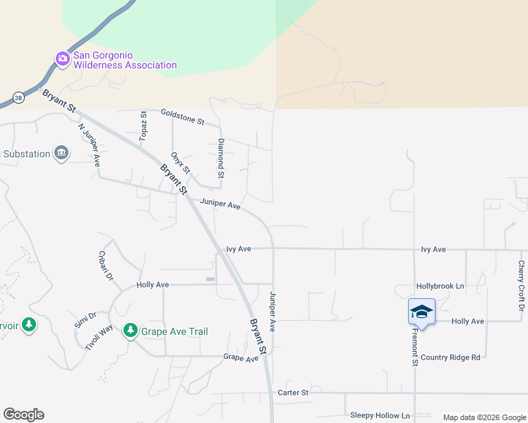 map of restaurants, bars, coffee shops, grocery stores, and more near 35225 Crystal Street in Yucaipa