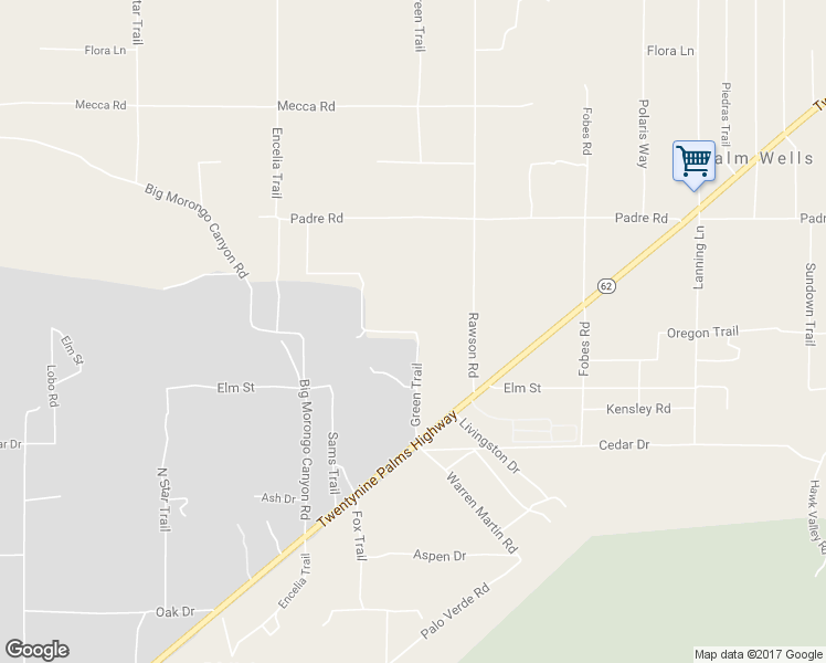 map of restaurants, bars, coffee shops, grocery stores, and more near Green Trail in Morongo Valley