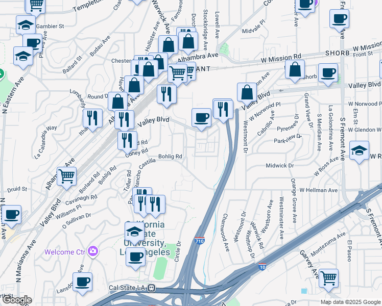 map of restaurants, bars, coffee shops, grocery stores, and more near 144 Lillyvale Avenue in Los Angeles