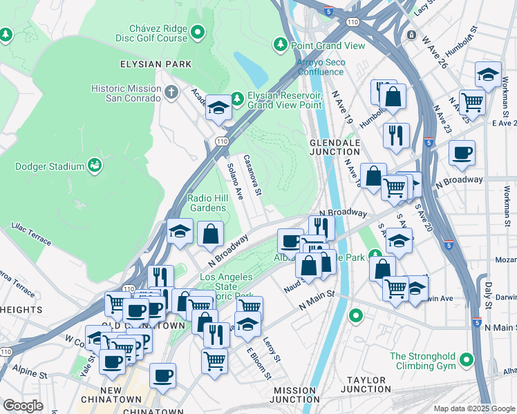 map of restaurants, bars, coffee shops, grocery stores, and more near 444 Casanova Street in Los Angeles