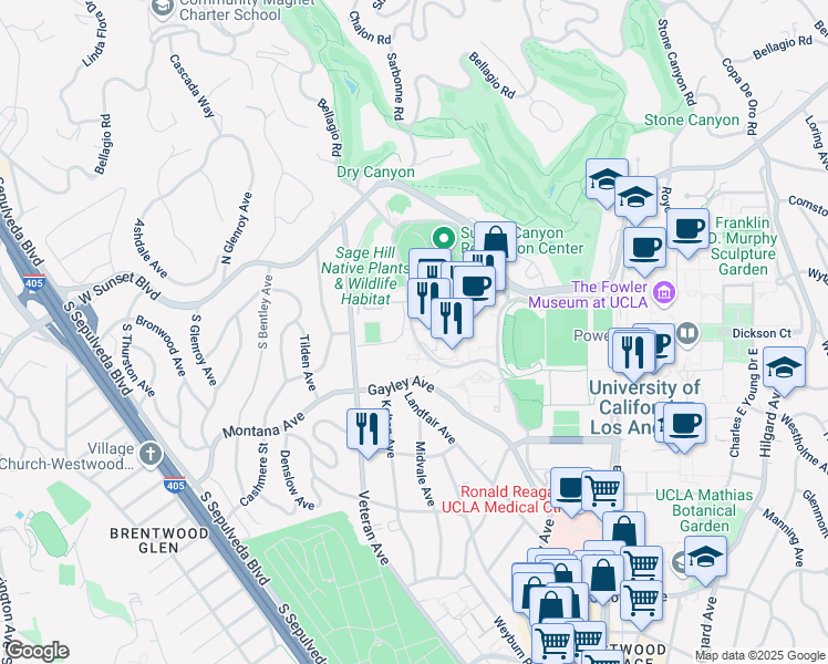 map of restaurants, bars, coffee shops, grocery stores, and more near in Los Angeles