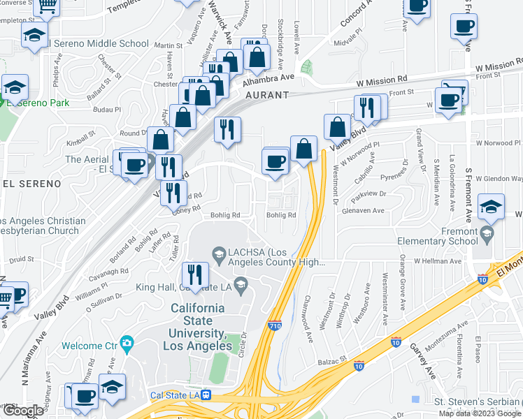 map of restaurants, bars, coffee shops, grocery stores, and more near 144 Lillyvale Avenue in Los Angeles