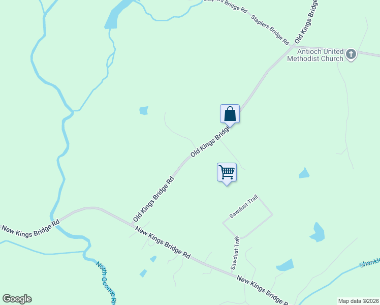 map of restaurants, bars, coffee shops, grocery stores, and more near 2600 Old Kings Bridge Road in Nicholson