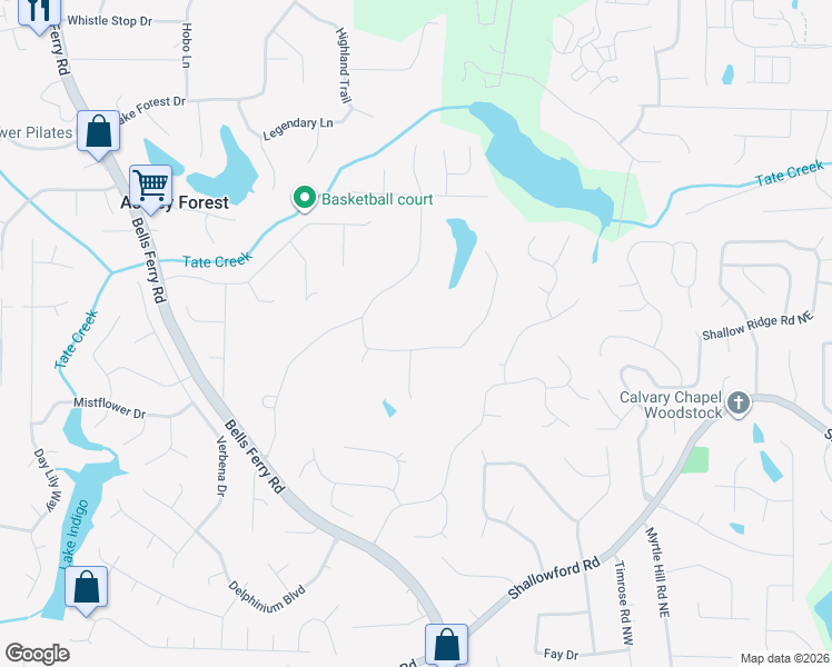 map of restaurants, bars, coffee shops, grocery stores, and more near 370 Hicks Farm Road Northwest in Acworth