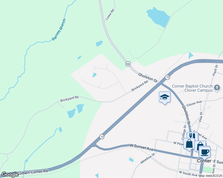 map of restaurants, bars, coffee shops, grocery stores, and more near 79 Scarlett Oak Lane in Comer