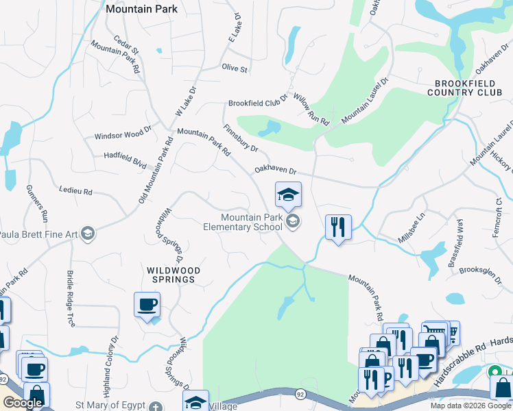 map of restaurants, bars, coffee shops, grocery stores, and more near 505 Trailside Ct in Roswell