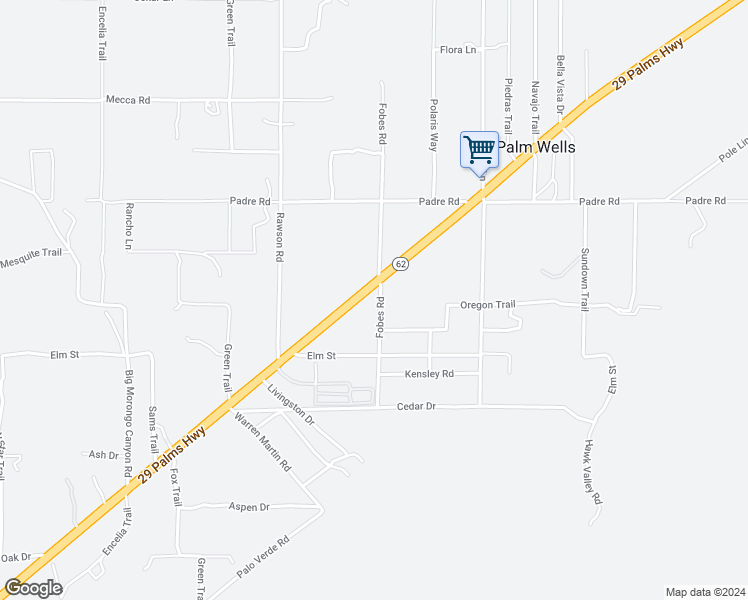 map of restaurants, bars, coffee shops, grocery stores, and more near 9892 Fobes Road in Morongo Valley