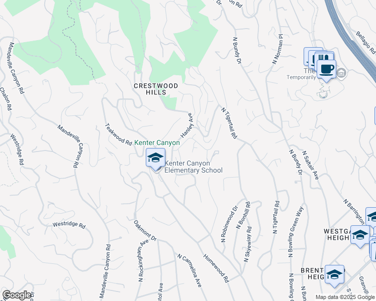 map of restaurants, bars, coffee shops, grocery stores, and more near 730 Rochedale Way in Los Angeles