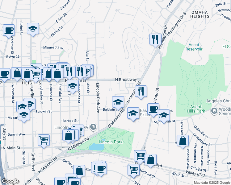 map of restaurants, bars, coffee shops, grocery stores, and more near 3737 Manitou Avenue in Los Angeles