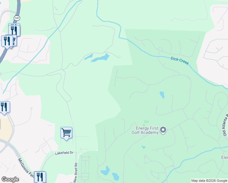 map of restaurants, bars, coffee shops, grocery stores, and more near 9055 Campestral Court in Duluth