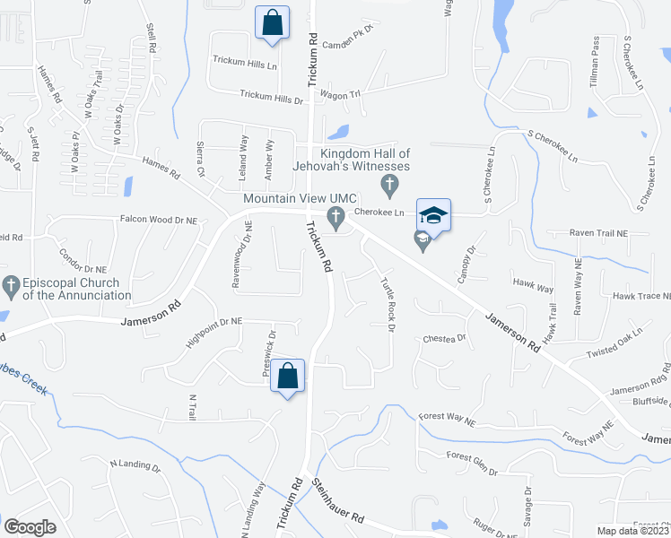 map of restaurants, bars, coffee shops, grocery stores, and more near 4971 Turtle Summit in Marietta