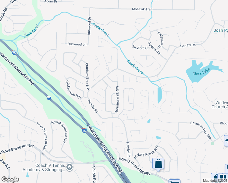 map of restaurants, bars, coffee shops, grocery stores, and more near 4923 October Way Northwest in Acworth