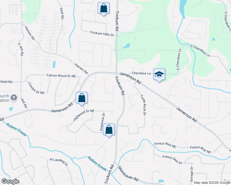 map of restaurants, bars, coffee shops, grocery stores, and more near 5049 Ravenwood Drive in Marietta