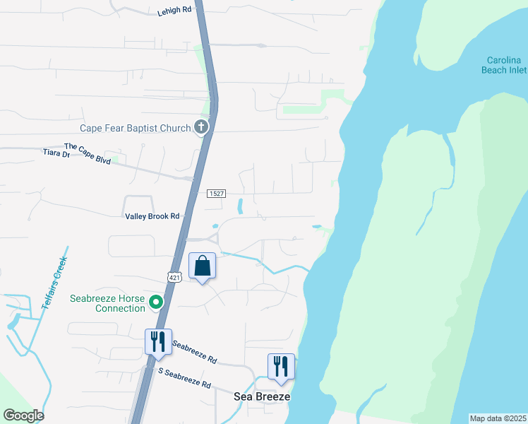 map of restaurants, bars, coffee shops, grocery stores, and more near 209 Inlet Point Drive in Wilmington