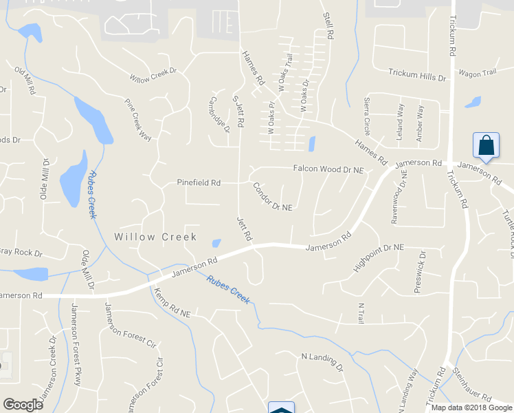 map of restaurants, bars, coffee shops, grocery stores, and more near 4919 Condor Way Northeast in Marietta