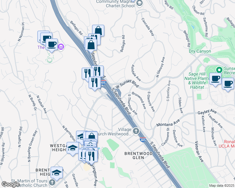 map of restaurants, bars, coffee shops, grocery stores, and more near 4300 South Sepulveda Boulevard in Los Angeles