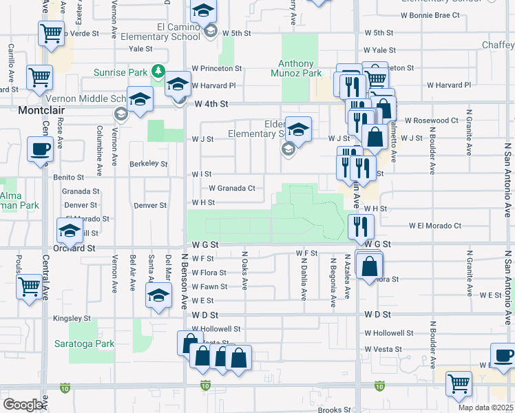 map of restaurants, bars, coffee shops, grocery stores, and more near in Ontario