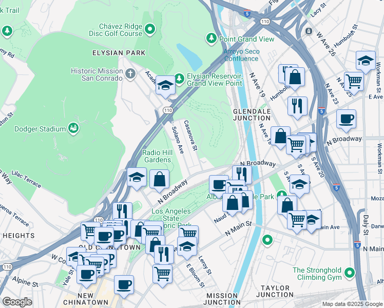 map of restaurants, bars, coffee shops, grocery stores, and more near 444 Casanova Street in Los Angeles