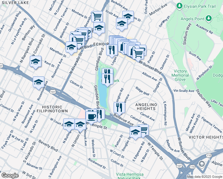 map of restaurants, bars, coffee shops, grocery stores, and more near in Los Angeles