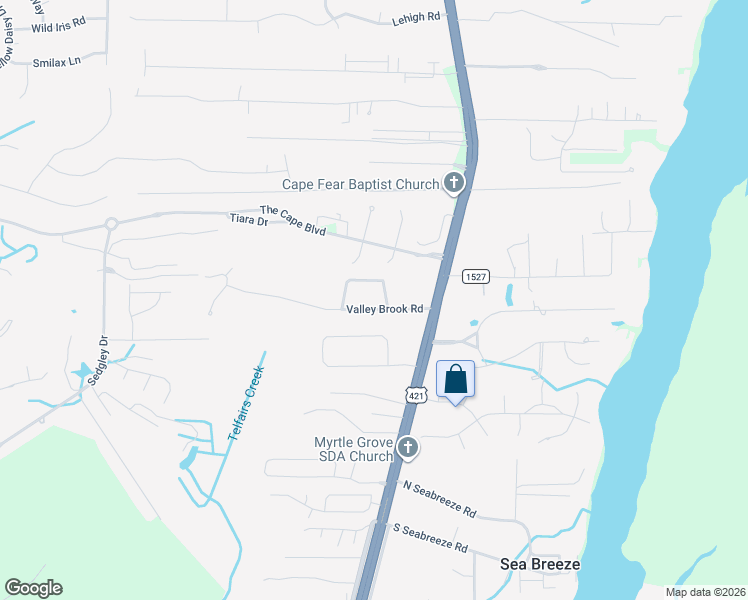 map of restaurants, bars, coffee shops, grocery stores, and more near 7401-7499 Fern Valley Road in Wilmington
