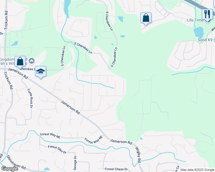 map of restaurants, bars, coffee shops, grocery stores, and more near 4891 Raven Place in Marietta