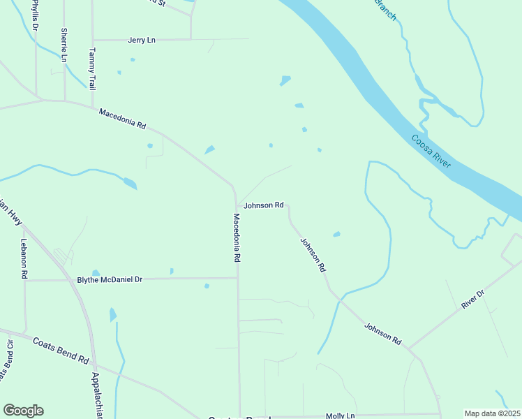 map of restaurants, bars, coffee shops, grocery stores, and more near 3445 Johnson Road in Gadsden
