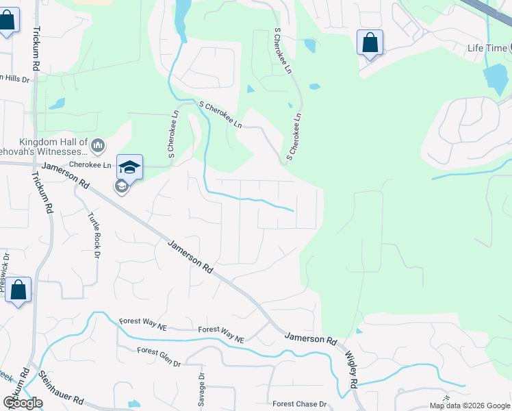 map of restaurants, bars, coffee shops, grocery stores, and more near 2708 Hawk Trace Northeast in Marietta