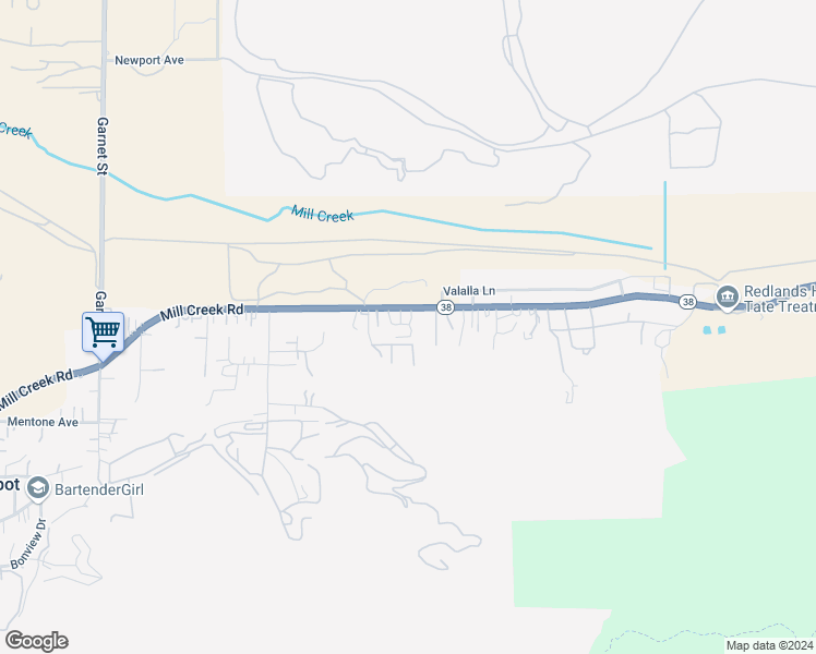map of restaurants, bars, coffee shops, grocery stores, and more near 2738 Mill Creek Road in Mentone