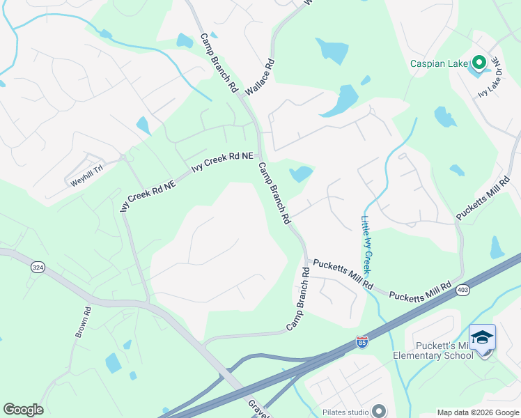 map of restaurants, bars, coffee shops, grocery stores, and more near 2850 Camp Branch Road in Buford
