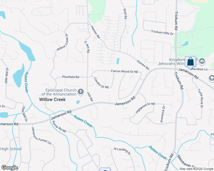 map of restaurants, bars, coffee shops, grocery stores, and more near 4930 Condor Place in Marietta