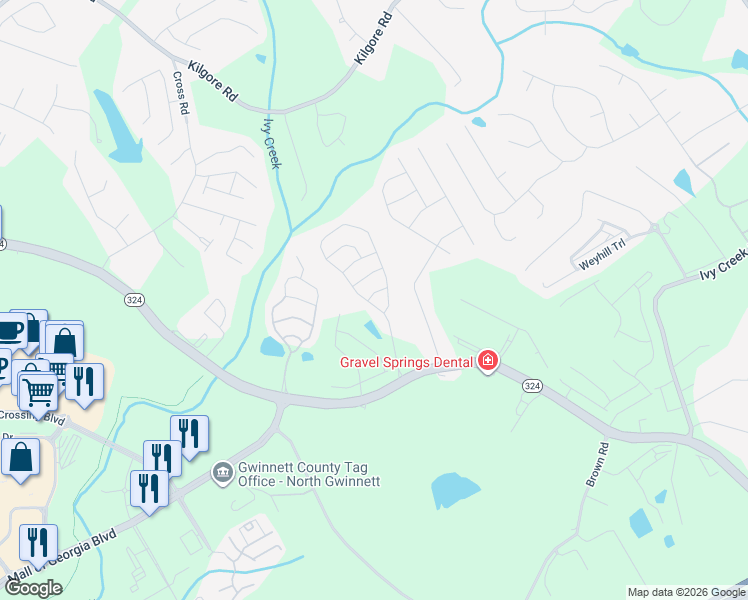map of restaurants, bars, coffee shops, grocery stores, and more near 2287 Elmbridge Road in Buford