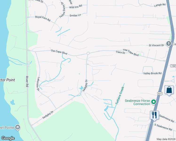 map of restaurants, bars, coffee shops, grocery stores, and more near 8830-8844 Sedgley Drive in Wilmington