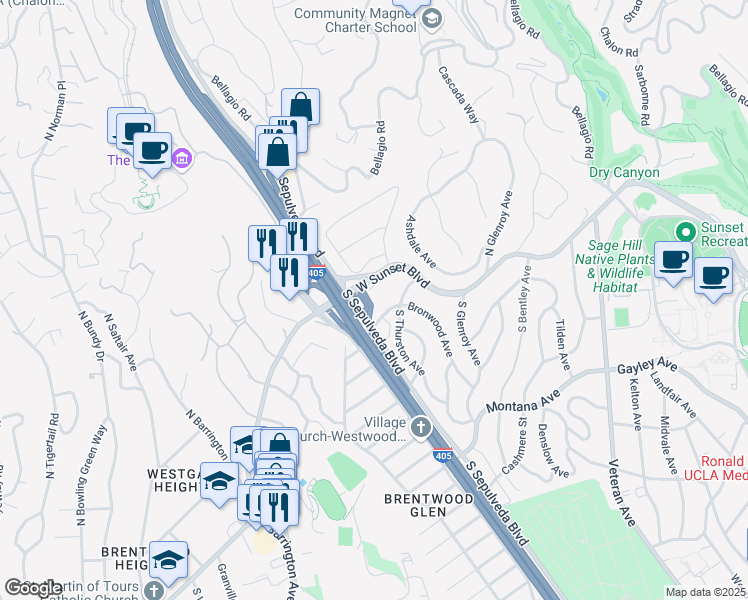 map of restaurants, bars, coffee shops, grocery stores, and more near 4300 South Sepulveda Boulevard in Los Angeles