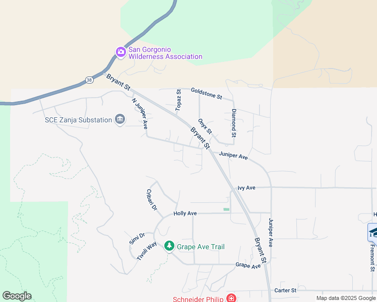 map of restaurants, bars, coffee shops, grocery stores, and more near 9984 Walnut Tree Lane in Yucaipa