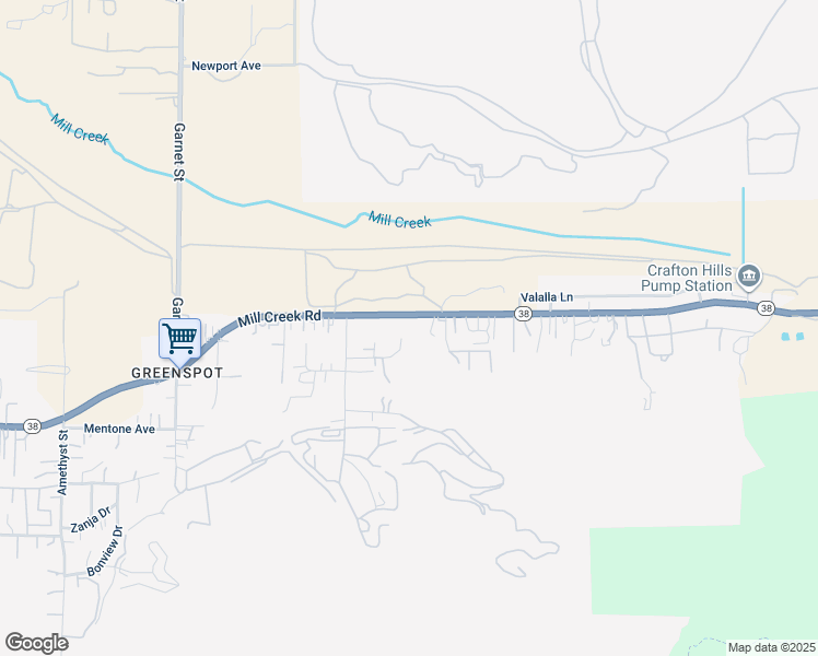 map of restaurants, bars, coffee shops, grocery stores, and more near Mill Creek Road in Mentone