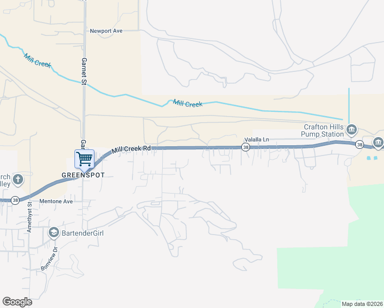 map of restaurants, bars, coffee shops, grocery stores, and more near 2706 Mill Creek Road in Mentone