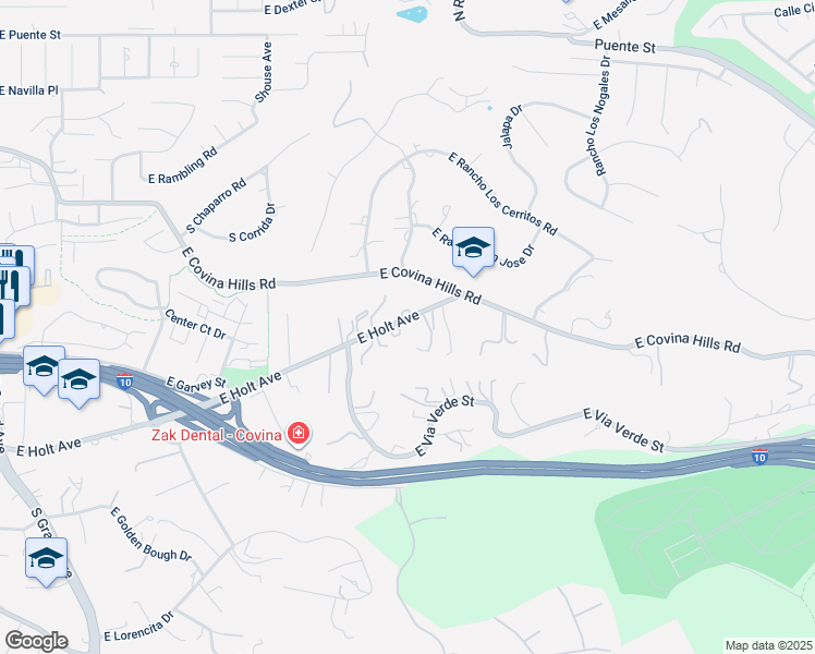 map of restaurants, bars, coffee shops, grocery stores, and more near 20410 East Holt Avenue in Covina
