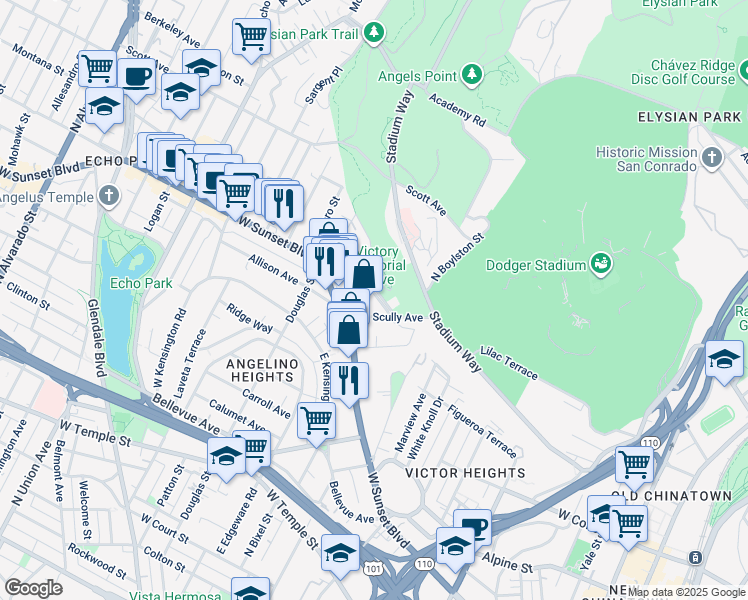 map of restaurants, bars, coffee shops, grocery stores, and more near 1254 Lilac Place in Los Angeles