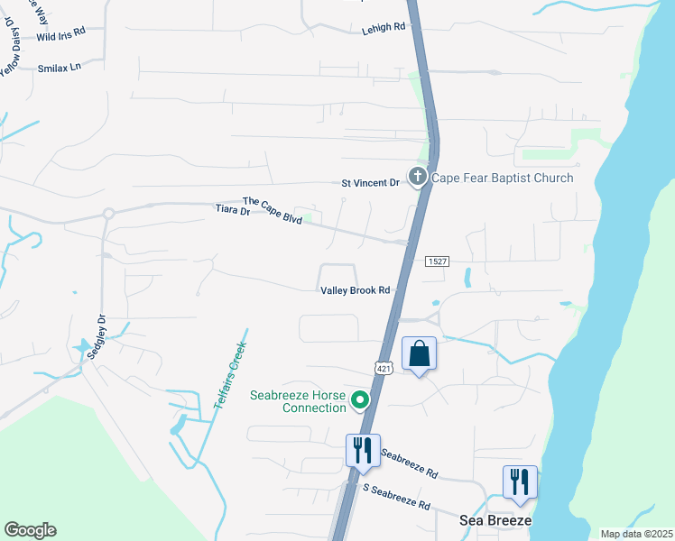 map of restaurants, bars, coffee shops, grocery stores, and more near 7414 Fern Valley Drive in Wilmington