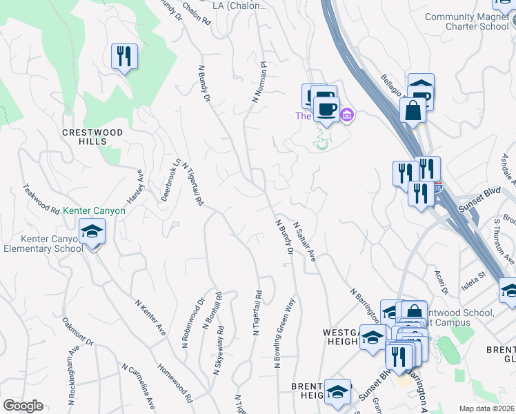 map of restaurants, bars, coffee shops, grocery stores, and more near 12226 Octagon Street in Los Angeles