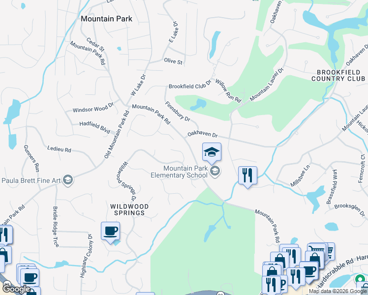 map of restaurants, bars, coffee shops, grocery stores, and more near 505 Trailside Court in Roswell