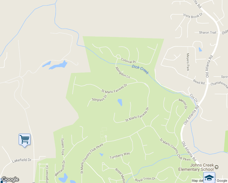 map of restaurants, bars, coffee shops, grocery stores, and more near 8540 Saint Marlo Fairway Drive in Duluth